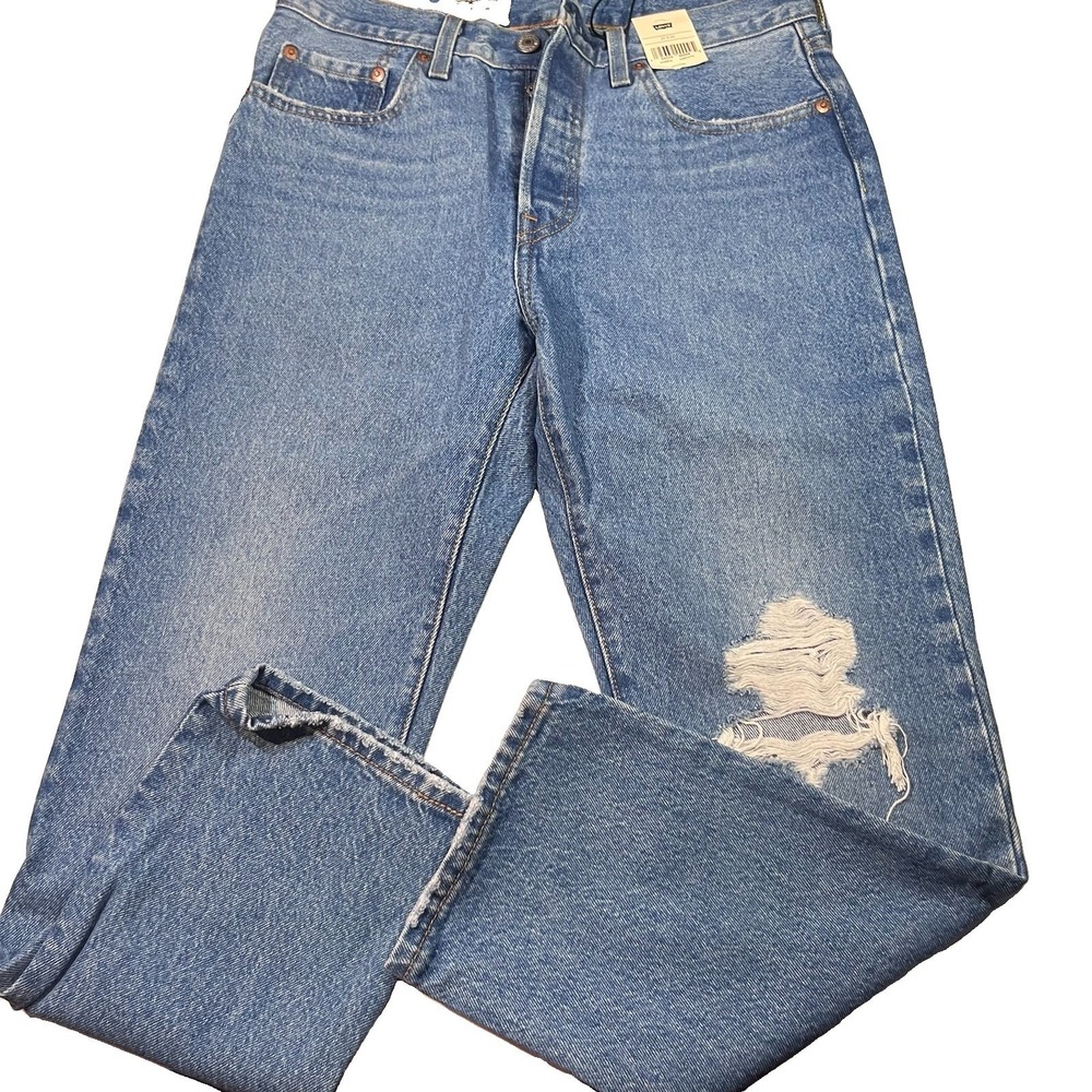 Levi's Premium 501 Original Cropped Button Fly Jeans Womens 27x26 Blue Denim NWT